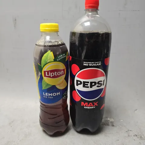 APPROXIMATELY 4 ASSORTED DRINKS ITEMS TO INCLUDE - PEPSI MAX CHERRY , LIPTON LEMON ICE TEA 
