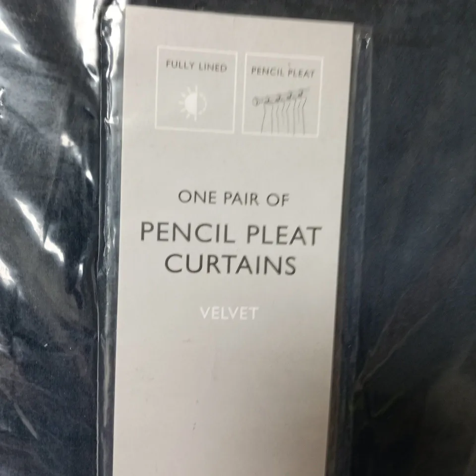 JOHN LEWIS VELVET PENCIL PLEAT CURTAINS – ONE PAIR