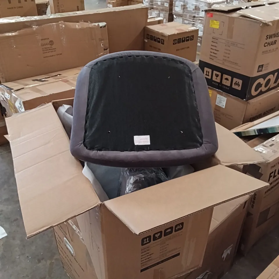 BOXED VELVET DINING CHAIRS (SET OF 2) - GREY/BLACK LEGS (1 BOX)