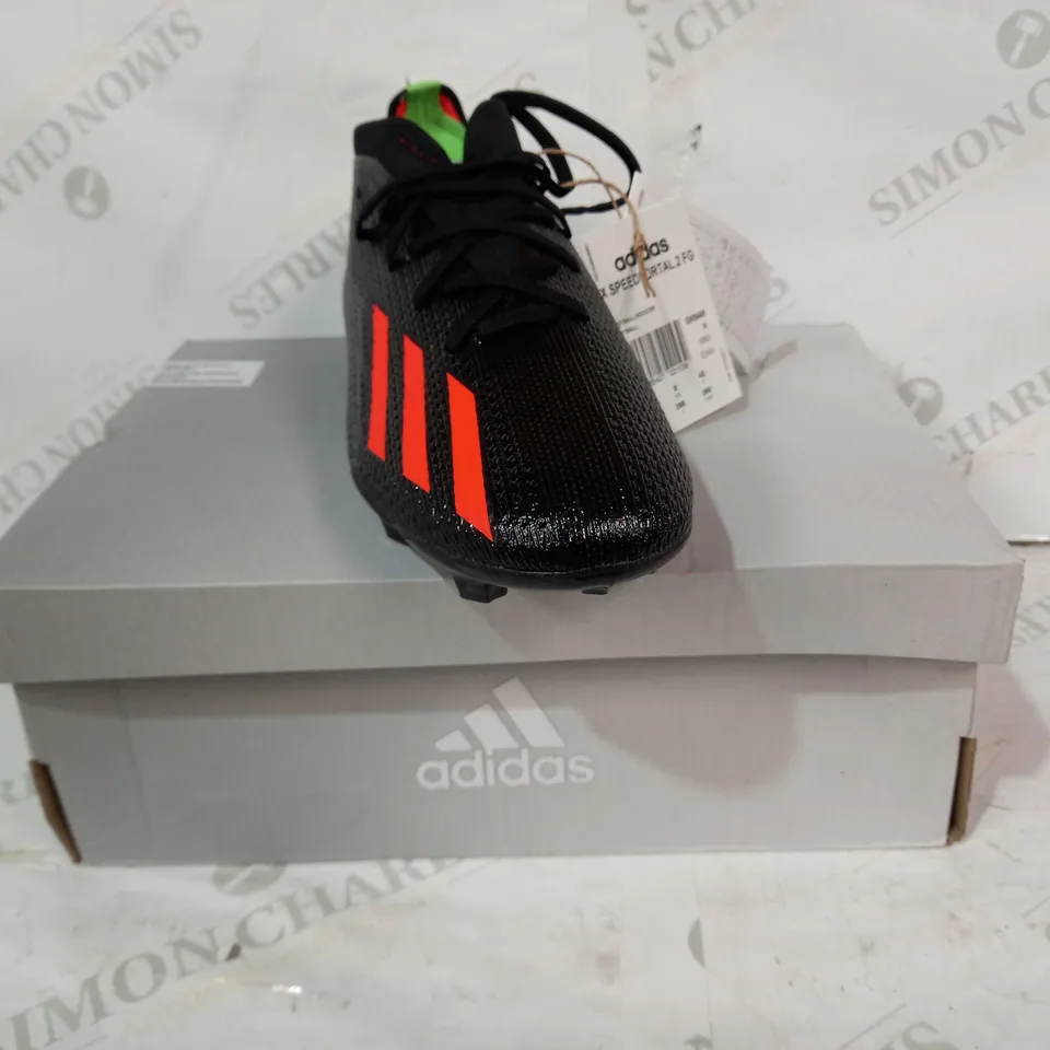 BOXED PAIR OF ADIDAS X SPEEDPORTAL FOOTBALL BOOTS IN BLACK/ORANGE/GREEN UK SIZE 8