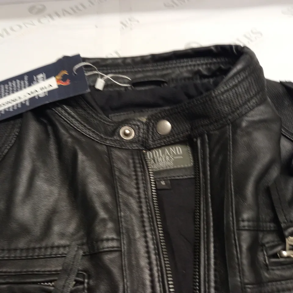 WOODLAND LEATHERS BLACK ZIP THROUGH JACKET - S