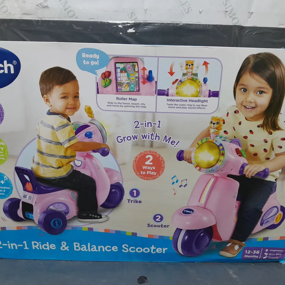 BOXED VTECH 2-IN-1 RIDE & BALANCE SCOOTER PINK