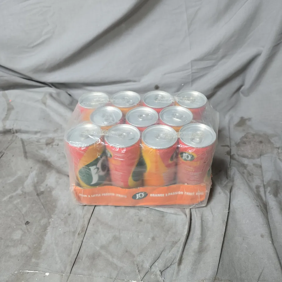 APPROXIMATELY 10 X J2O ORANGE AND PASSION FRUIT STILL CANS