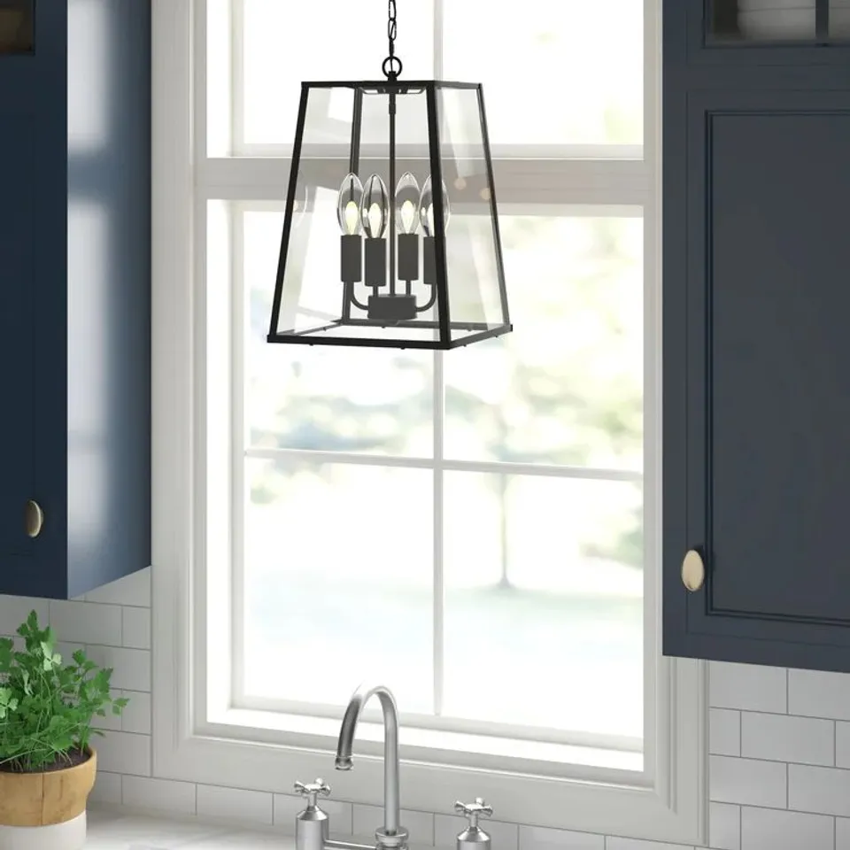 BOXED ASCENCIO 4-LIGHT BLACK LANTERN PENDANT  