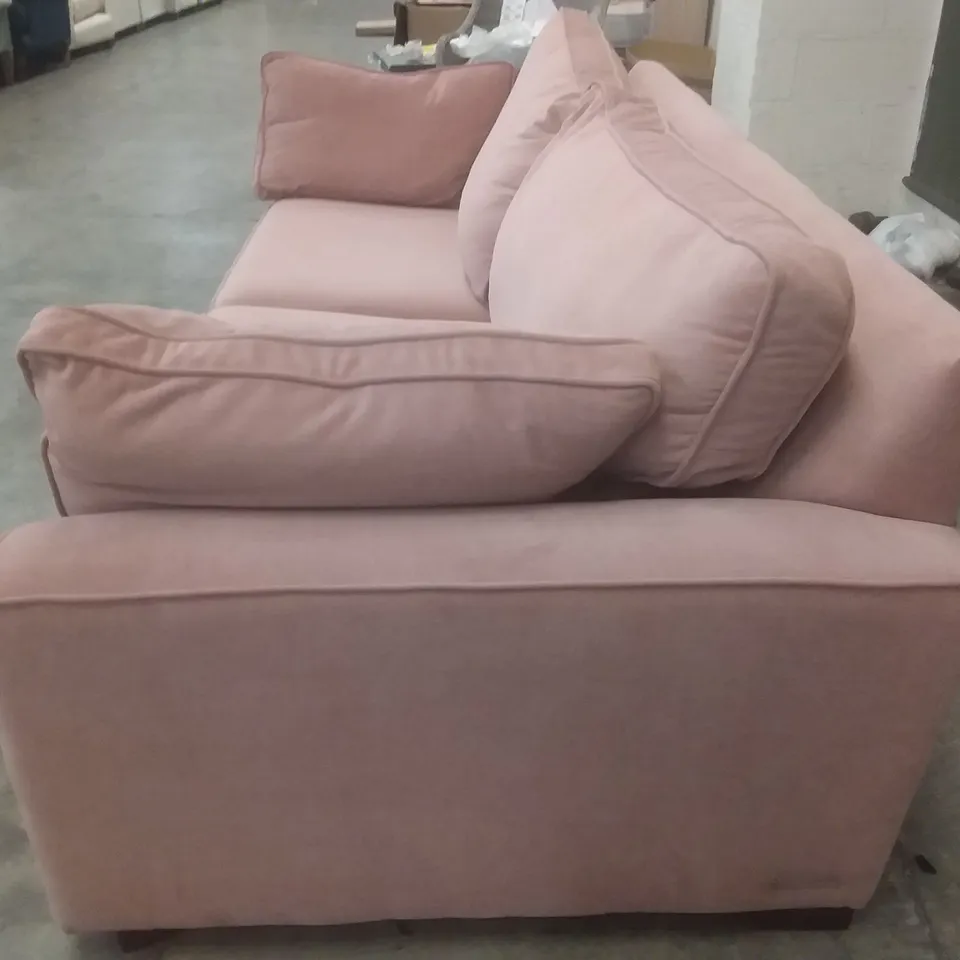 QUALITY BRITISH DESIGNER LOUNGE CO. JOISE 4 SEATER SOFA PINK PLUSH FABRIC