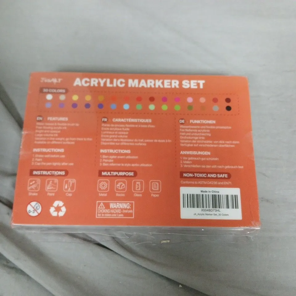 JUSTART ACRYLIC MARKER SET – 30 COLOURS (BOXED, SEALED)