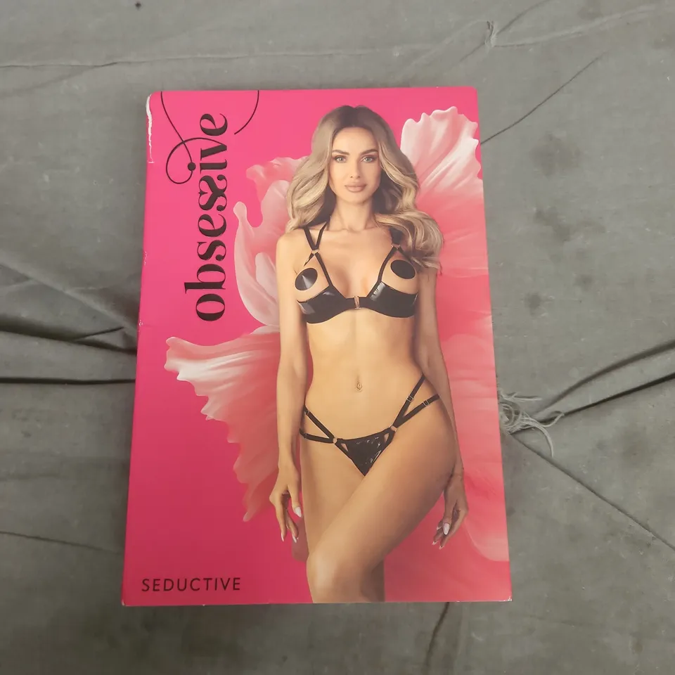 OBSESSIVE KEIRA LISE 2-PIECE CROTCHLESS SET – BLACK, S/M