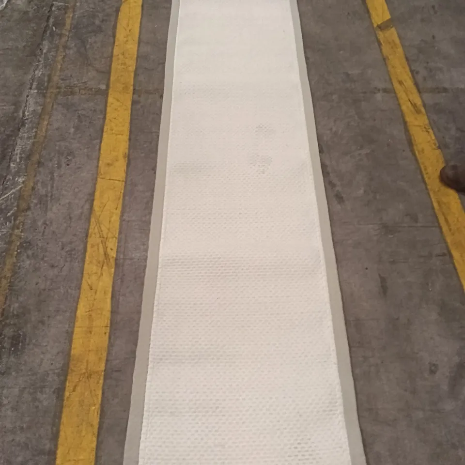 WHITE FLOOR RUNNER / FLOOR MAT WITH GREY BORDER 230 CM X 61 CM