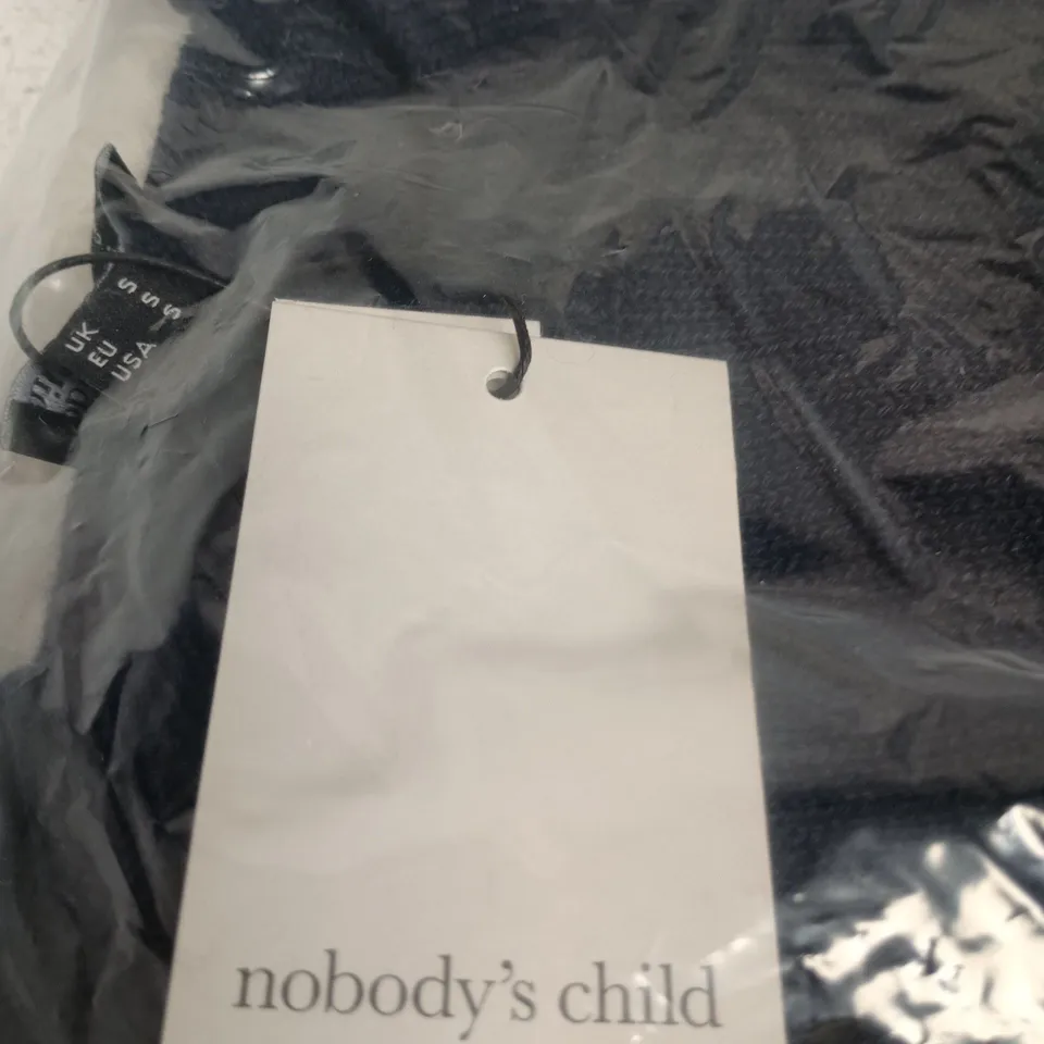 NOBODY'S CHILD NAVY WOOL-COTTON KNITTED TEE – UK S