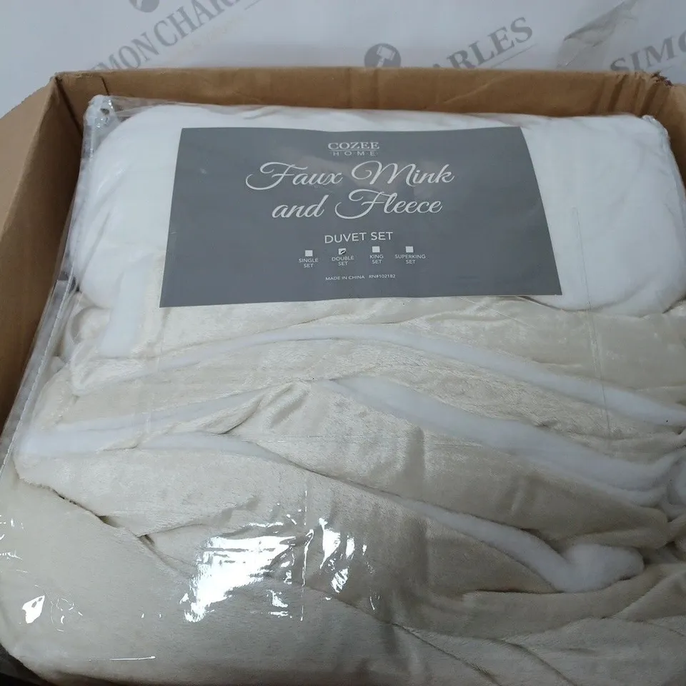 COZEE HOME FAUX MINK & FLEECE DUVET SET DOUBLE