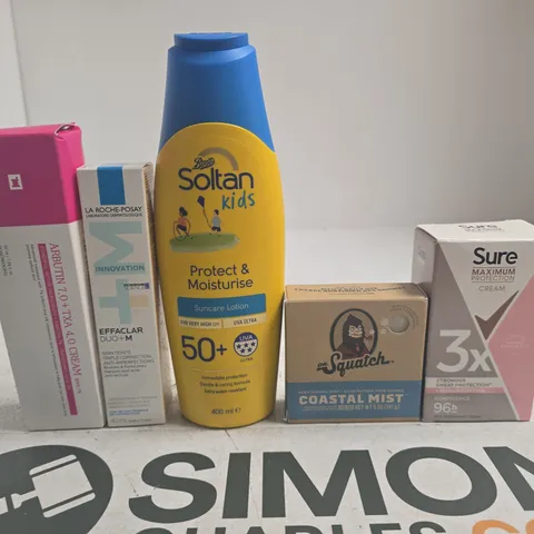 APPROXIMATELY 15 ASSORTED HEALTH & BEAUTY PRODUCTS TO INCLUDE SURE , DR SQUATCH AND SOLTAN KIDS