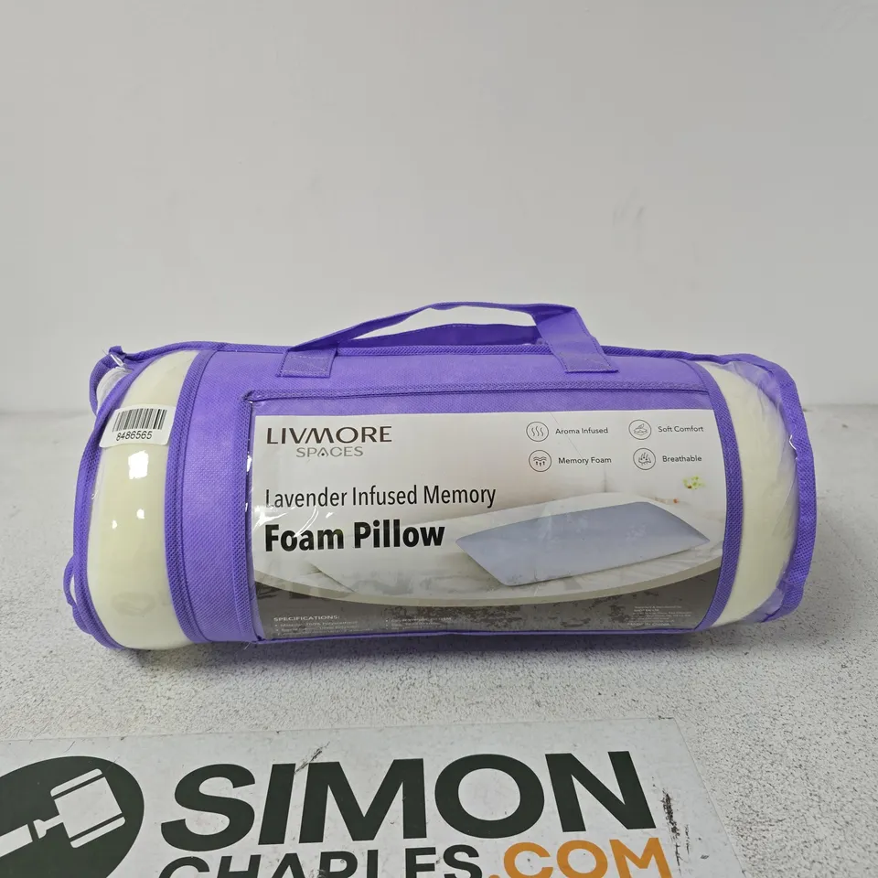 LIVMORE SPACES LAVENDER INFUSED MEMORY FOAM PILLOW – PURPLE