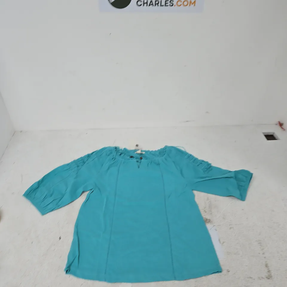 MUDFLOWER TURQUOISE TOP– UK 10 (EU 38, US 6)