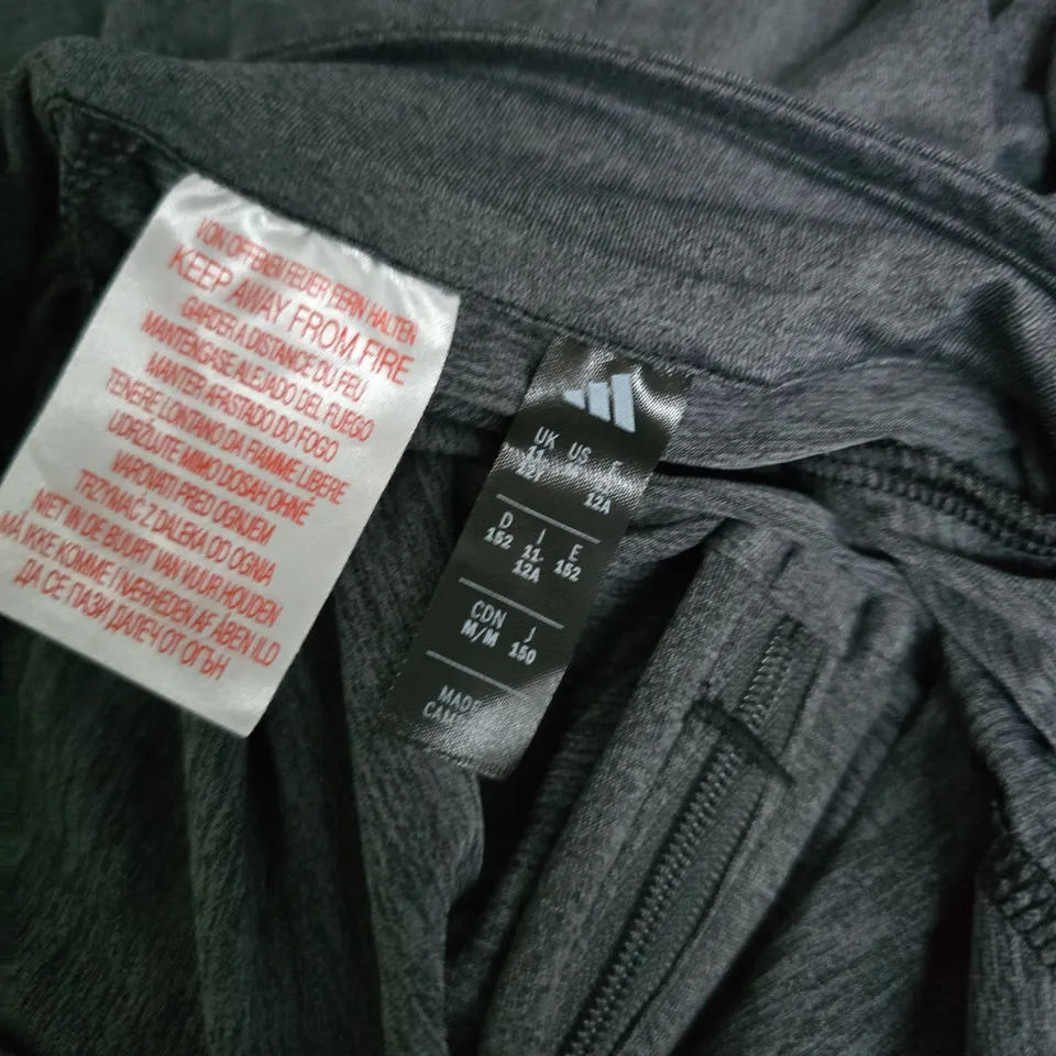 ADIDAS QUARTER ZIP LONG SLEEVE TOP IN GREY - UK 11/12Y
