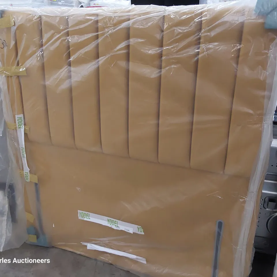 QUALITY BAGGED 4'6" DOUBLE HEADBOARD GOLD PLUSH FABRIC 
