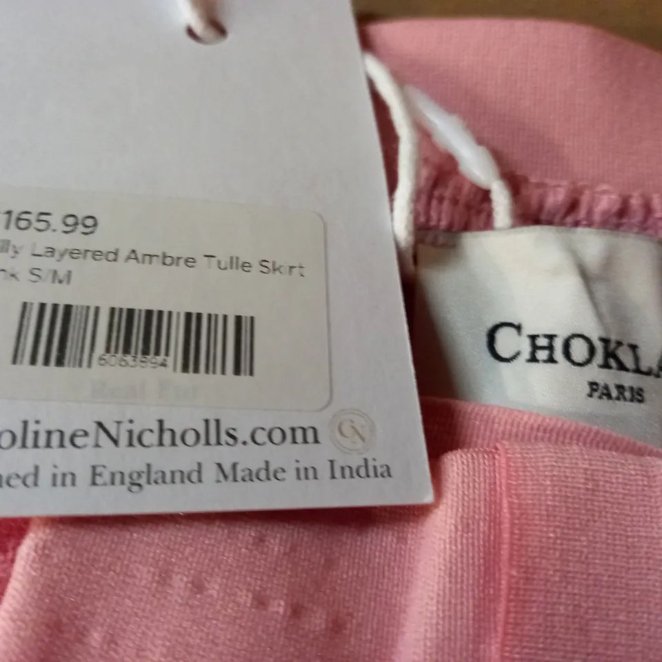 CAROLINE NICHOLLS TILLY LAYERED AMBER TULLE SKIRT IN PINK - S/M