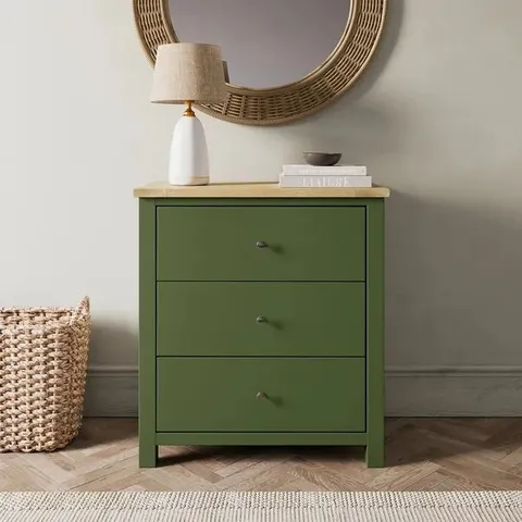 BOXED OLNEY 3 DRAWER CHEST - OLIVE (1 BOX)