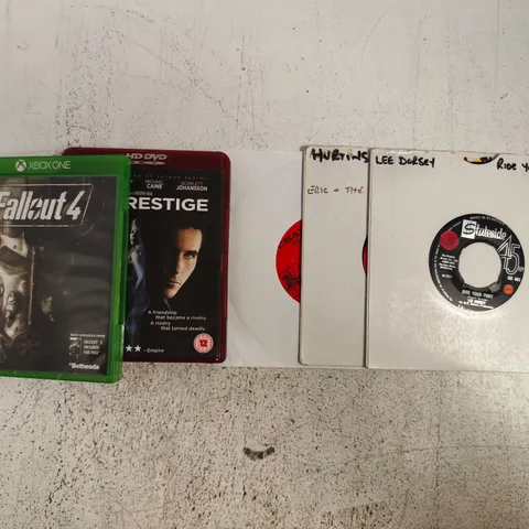 APPROXIMATELY 10 ASSORTED HOUSEHOLD ITEMS TO INCLUDE XBOX GAMES, DVD, & VINYLS
