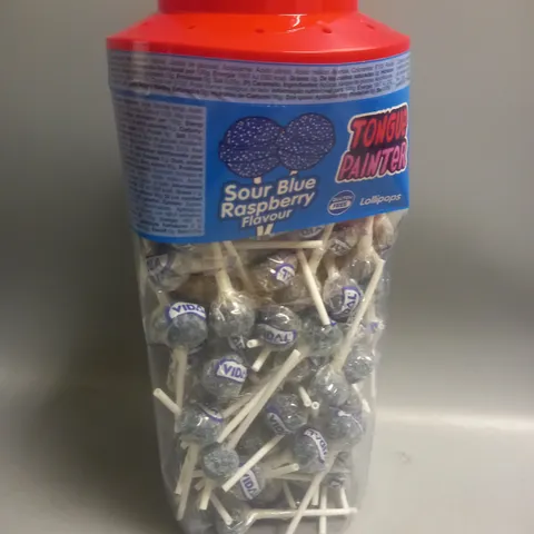 TONGUE PAINTER LOLLIPOPS IN SOUR BLUE RASPBERY FLAVOUR 150PCS