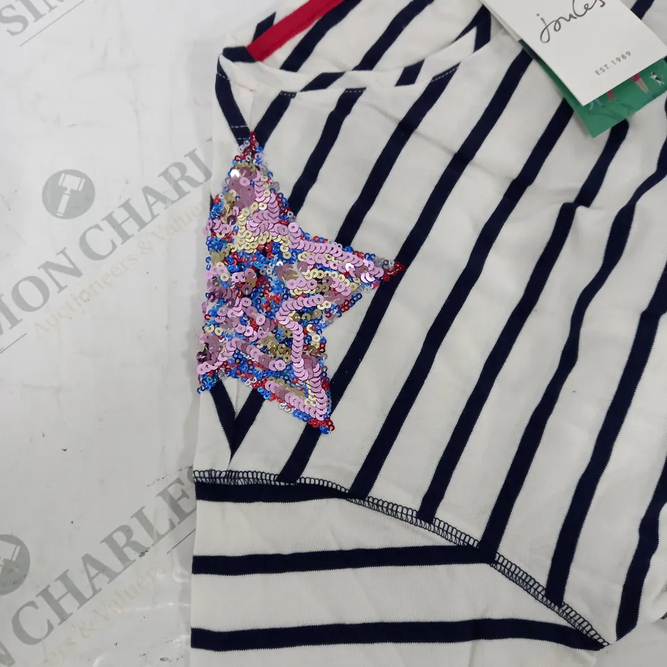 JOULES STRIPED SEQUIN STAR TOP BLACK/WHITE UK SIZE 12