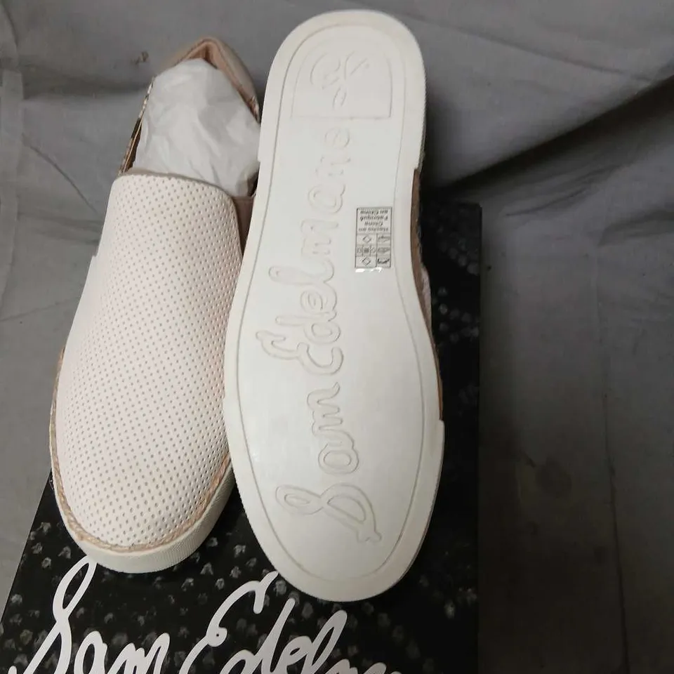 SAM EDELMAN BANKS WHITE SNAKE PRINT SLIP-ON SHOES – EU 37.5 (US 7) – BOXED
