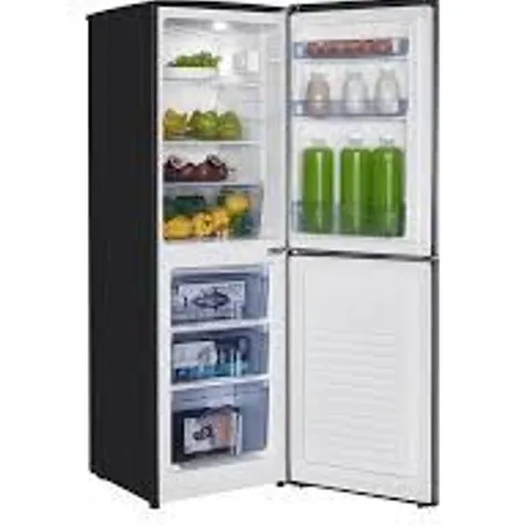 BOXED SWAN SR15690B 48CM WIDE, 50/50 SPLIT FRIDGE FREEZER - BLACK