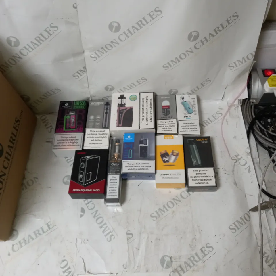 BOX OF APPROXIMATELY 10 ECIG PRODUCTS TO INCLUDE ASPIRE, OBS, INNOKIN