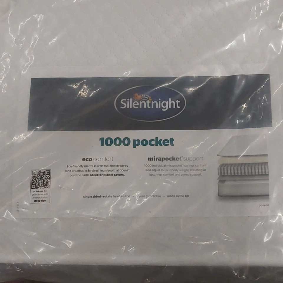 BAGGED DESIGNER DOUBLE 135CM SILENTNIGHT MIA 1000 POCKET ORTHO FIRM MATTRESS RRP £599