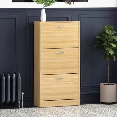 BOXED 3 DRAWER FLIP DOWN SHOE STORAGE FREE STANDING CABINET FOR HALLWAY (1 BOX)