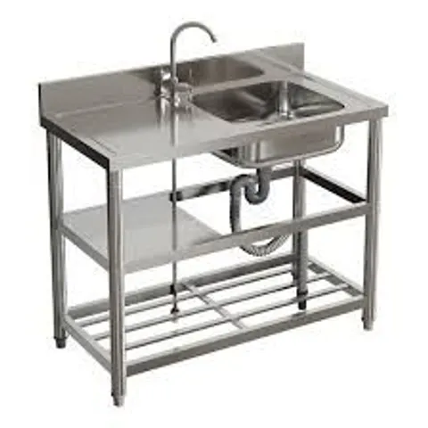 BOXED BOROUGH WHARF STAINLESS STEEL COMMERCIAL SINGLE COMPARTMENT SINK WITH LEFT PLATFORM (1 BOX)