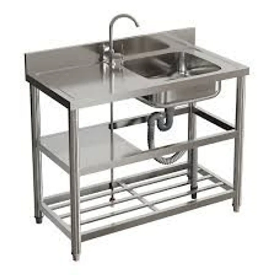 BOXED BOROUGH WHARF STAINLESS STEEL COMMERCIAL SINGLE COMPARTMENT SINK WITH LEFT PLATFORM (1 BOX)