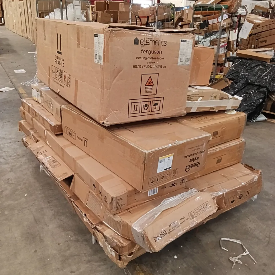 PALLET OF ASSORTED, INCOMPLETE FURNITURE PARTS AND PIECES 