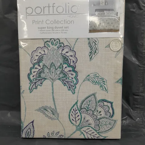 SEALED PORTFOLIO HOME PRINT COLLECTION JACOBEAN SUPER KING DUVET SET - TEAL