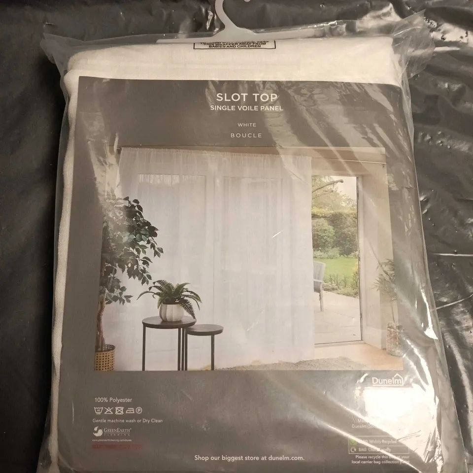 DUNELM SLOT TOP SINGLE VOILE PANEL IN WHITE 