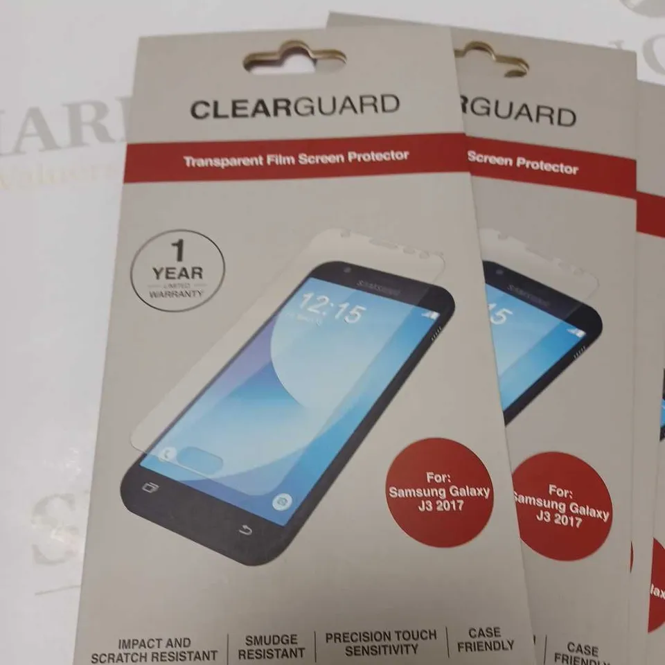 LOT OF FIVE TO INCLUDE CLEAR GUARD SCREEN PROTECTORS FOR SAMSUNG GALAXY J3 2017