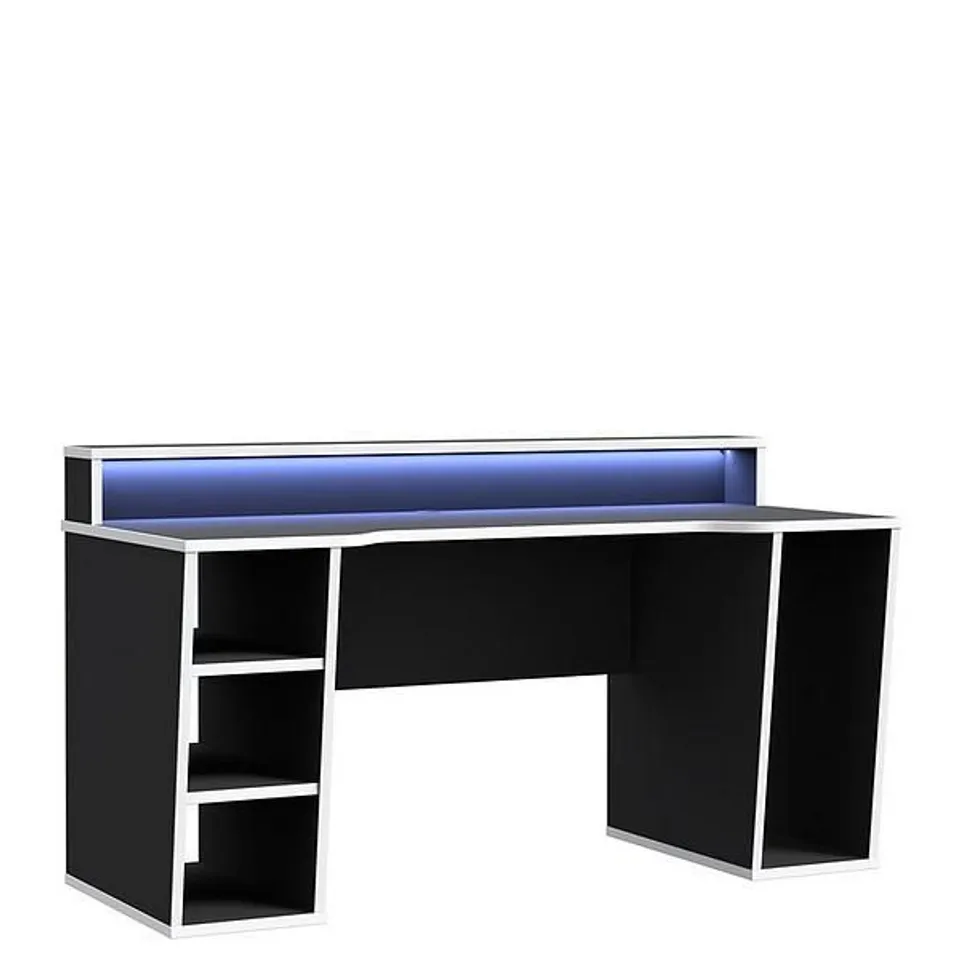 BOXED DYLAN GAMING DESK WITH LED LIGHTING - BLACK (3 BOXES) RRP £259