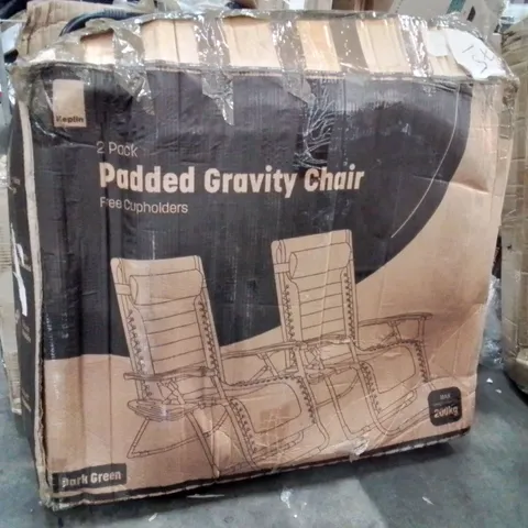 BOXED KEPLIN 2 PACK OF PADDED GRAVITY CHAIRS -DARK GREEN-