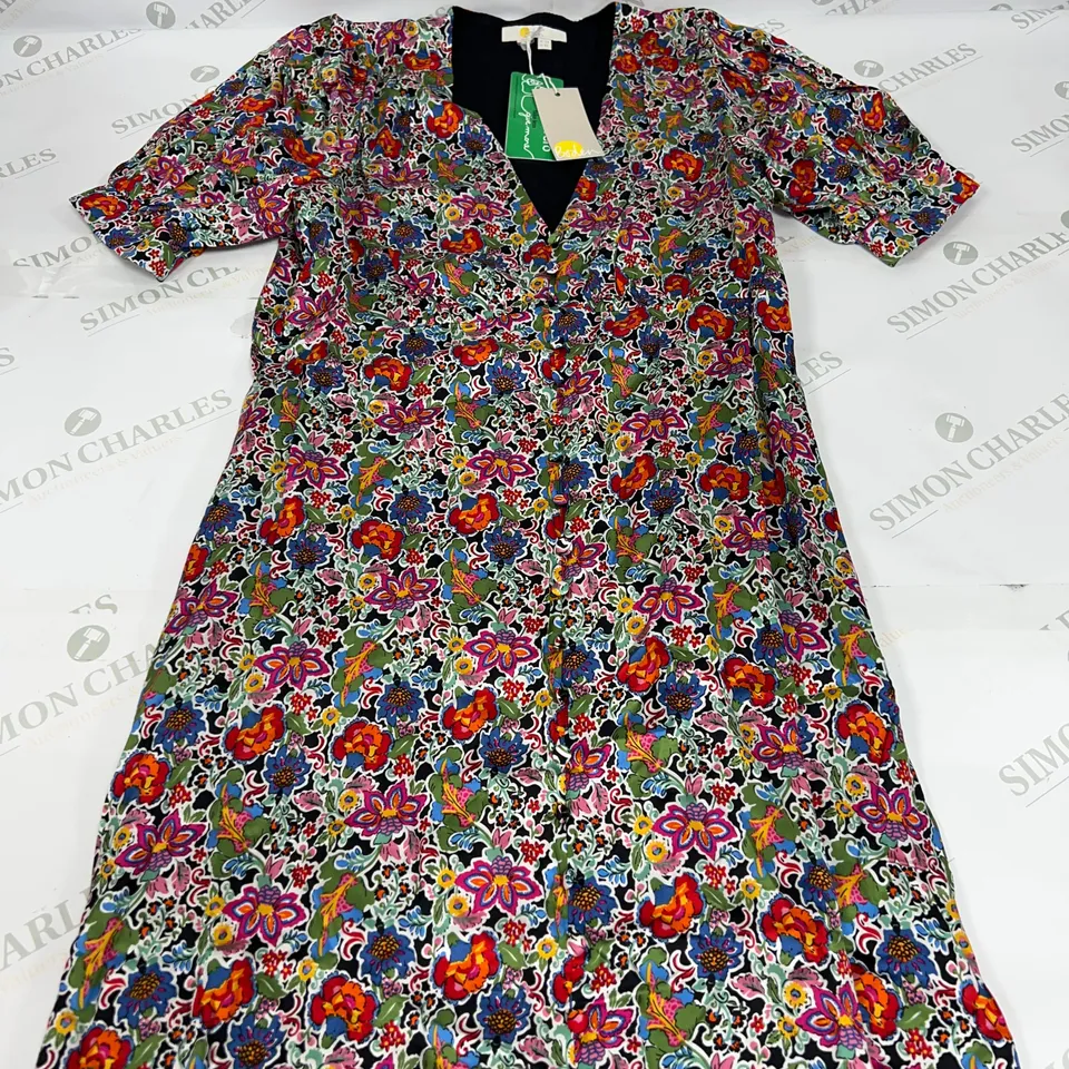 BODEN SATIN MIDI TEA DRESS IN MULTICOLOUR SIZE 12
