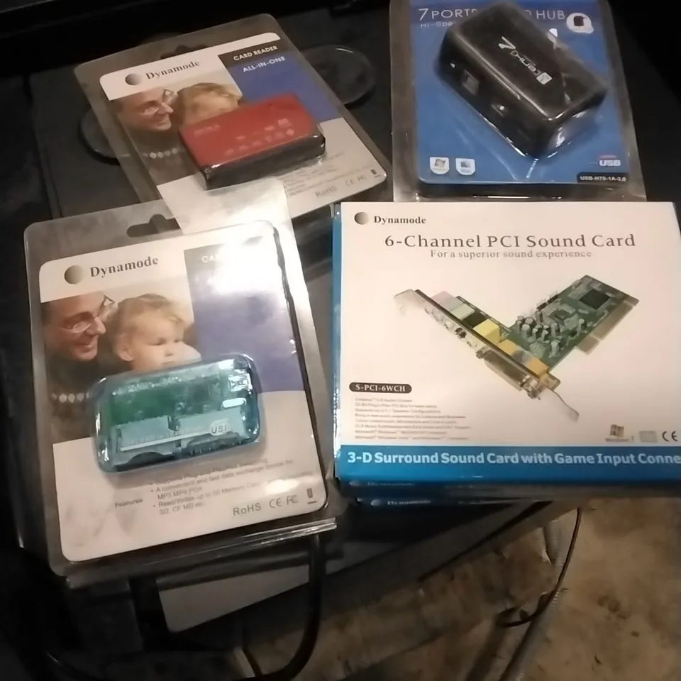 PALLET OF VARIOUS IT ITEMS TO INCLUDE 6 CHANNEL PCI SOUND CARD AND ALL IN ONE CARD READERS ETC...