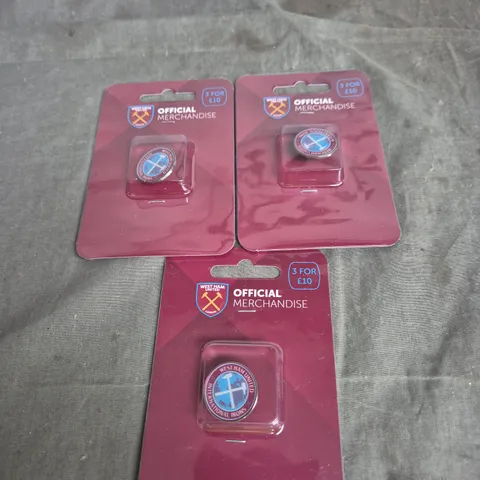 LOT OF 3 WEST HAM UNITED INTERNATIONAL IRONS PIN BADGES