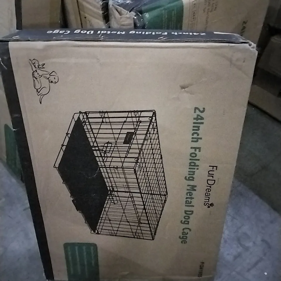 BOXED FURDREAMS 24INCH FOLDING METAL DOG CAGE 