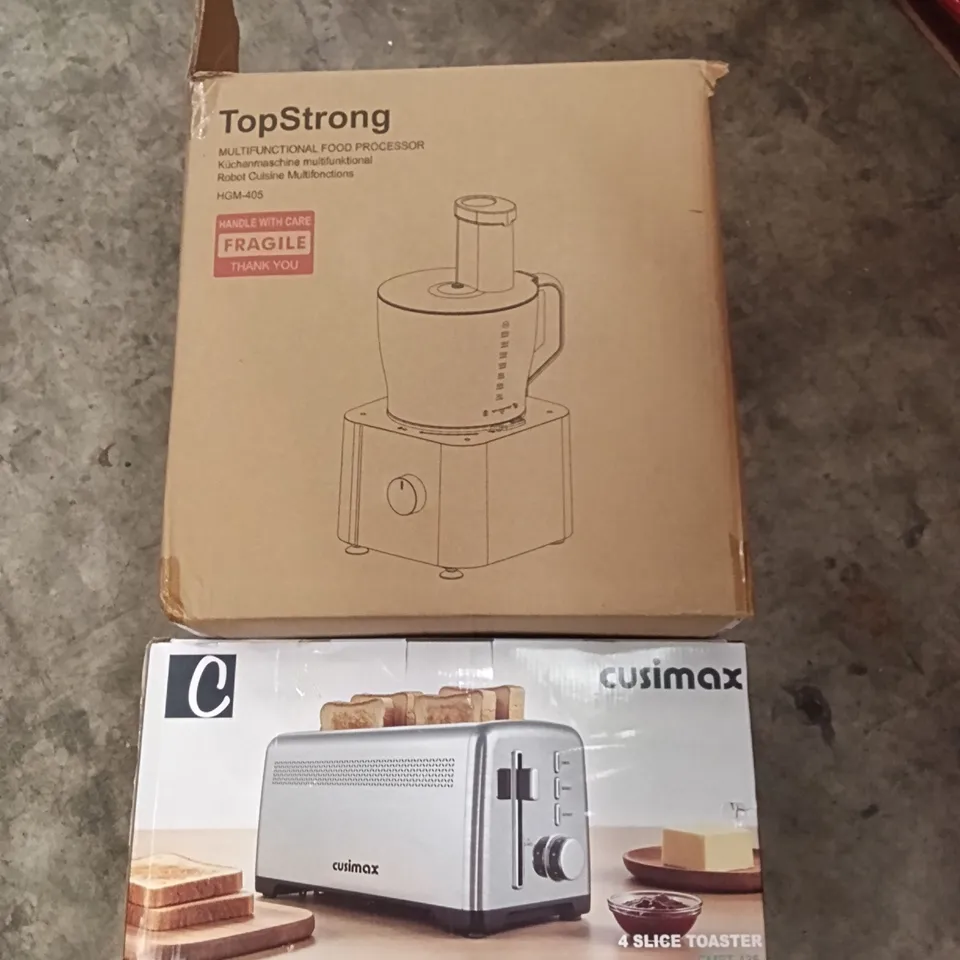 PALLET OF ASSORTED ITEMS INCLUDING - TOASTER, TOP STRONG FOOD PROCESSOR 