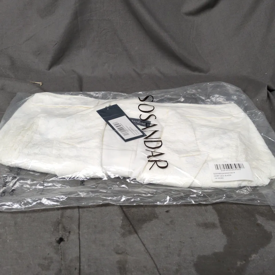 SOSANDAR IVORY LACE BLAZER, UK 14