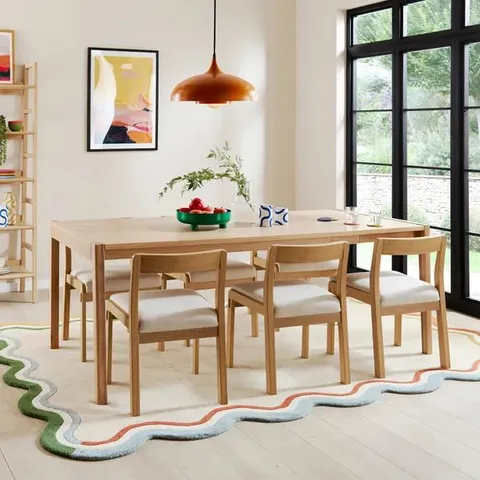 BOXED DUNELM ELEMENTS HOLMES 6-8 SEATER EXTENDABLE DINING TABLE, MODERN OAK