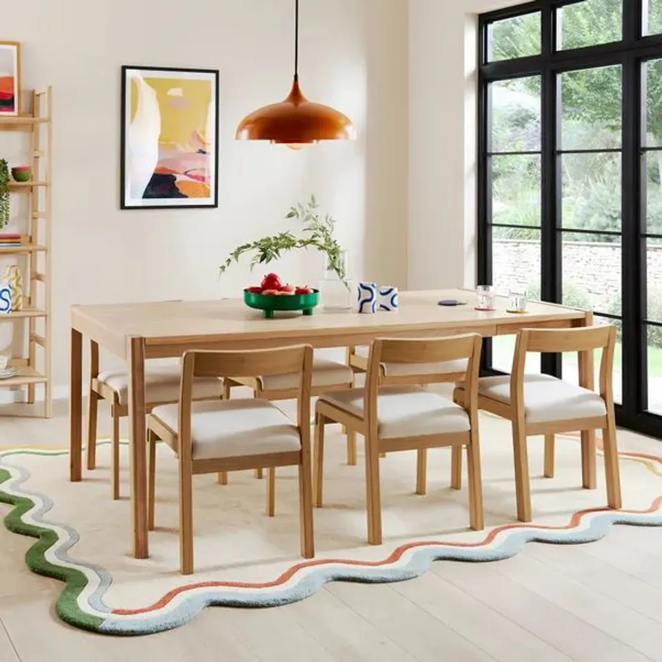 BOXED DUNELM ELEMENTS HOLMES 6-8 SEATER EXTENDABLE DINING TABLE, MODERN OAK