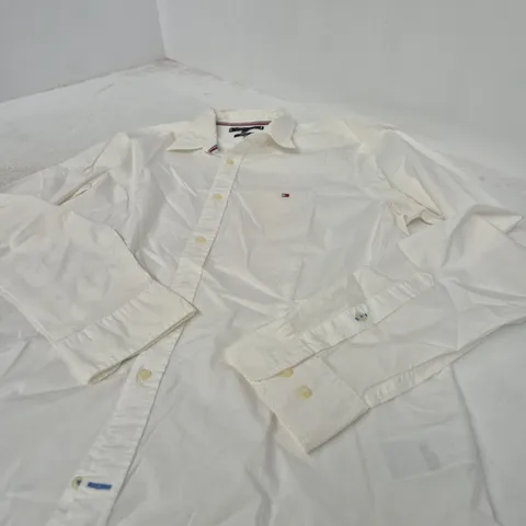 UK XL TOMMY HILFIGER MEN'S WHITE SLIM FIT STRETCH SHIRT