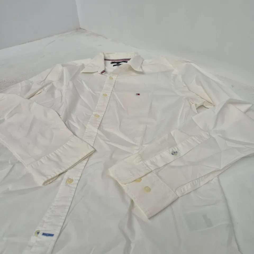 UK XL TOMMY HILFIGER MEN'S WHITE SLIM FIT STRETCH SHIRT