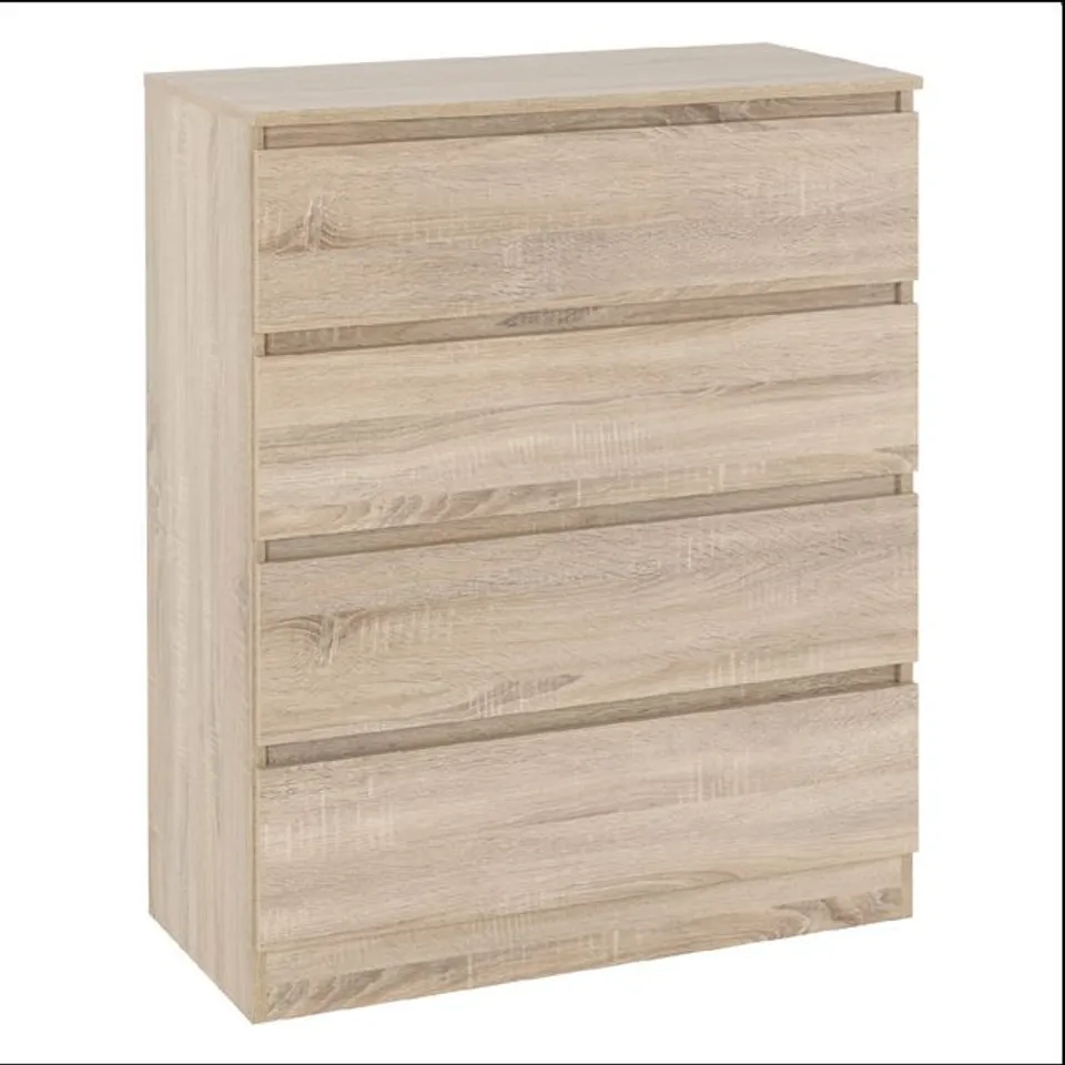 BOXED MALVERN 4 DRAWER CHEST OF DRAWERS SONOMA OAK (2 BOXES)