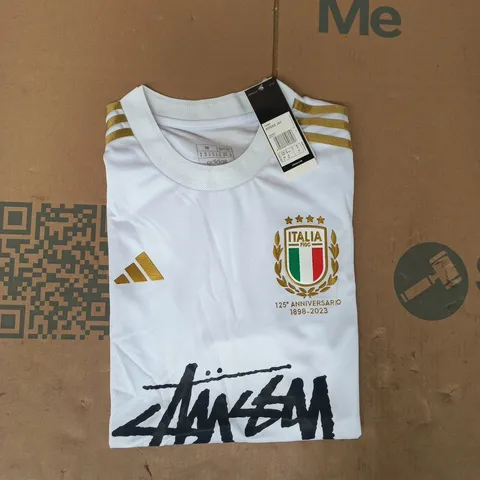 ADIDAS ITALY 2023 125TH ANNIVERSARY EDITION FOOTBALL JERSEY IN WHITE SIZE MEDIUM