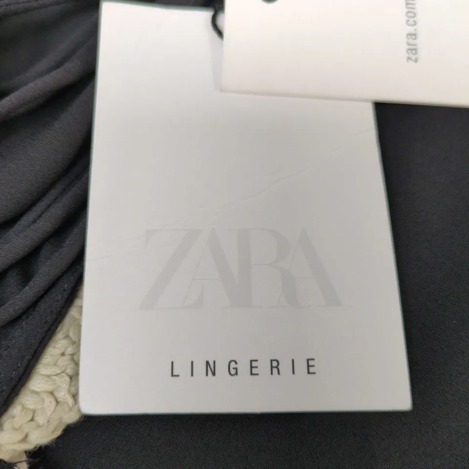 ZARA LINGERIE BLACK MAXI DRESS WITH CREAM CROCHET TRIM – SIZE XL